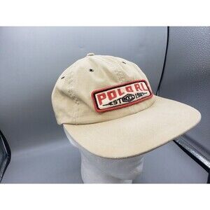 Vintage Polo Ralph Lauren Logo Patch Leather Strapback Hat Khaki Tan